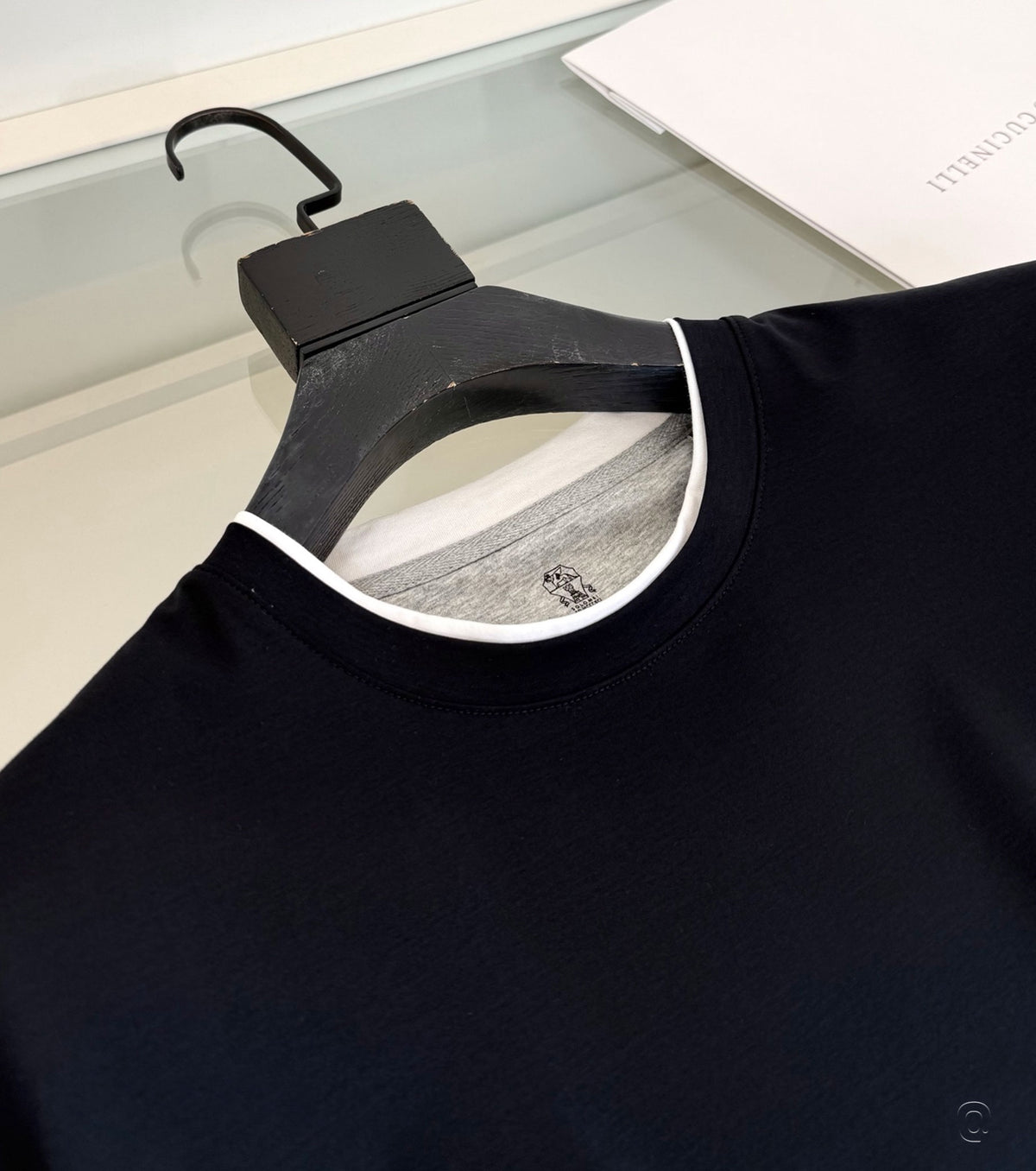 Cotton T-shirt with faux-layering and logo