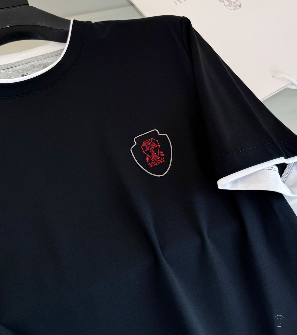 Cotton T-shirt with faux-layering and logo