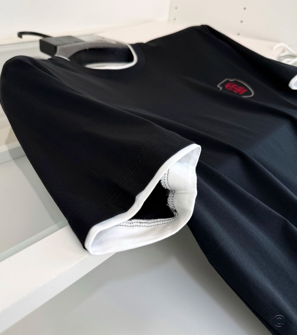 Cotton T-shirt with faux-layering and logo