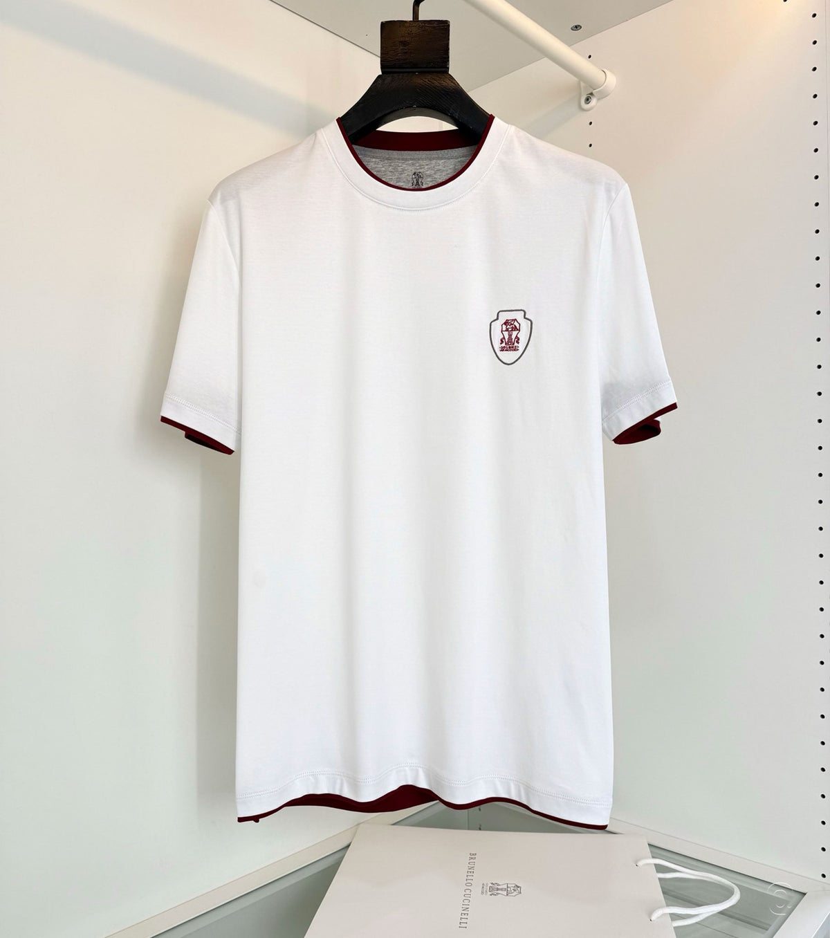 Cotton T-shirt with faux-layering and logo