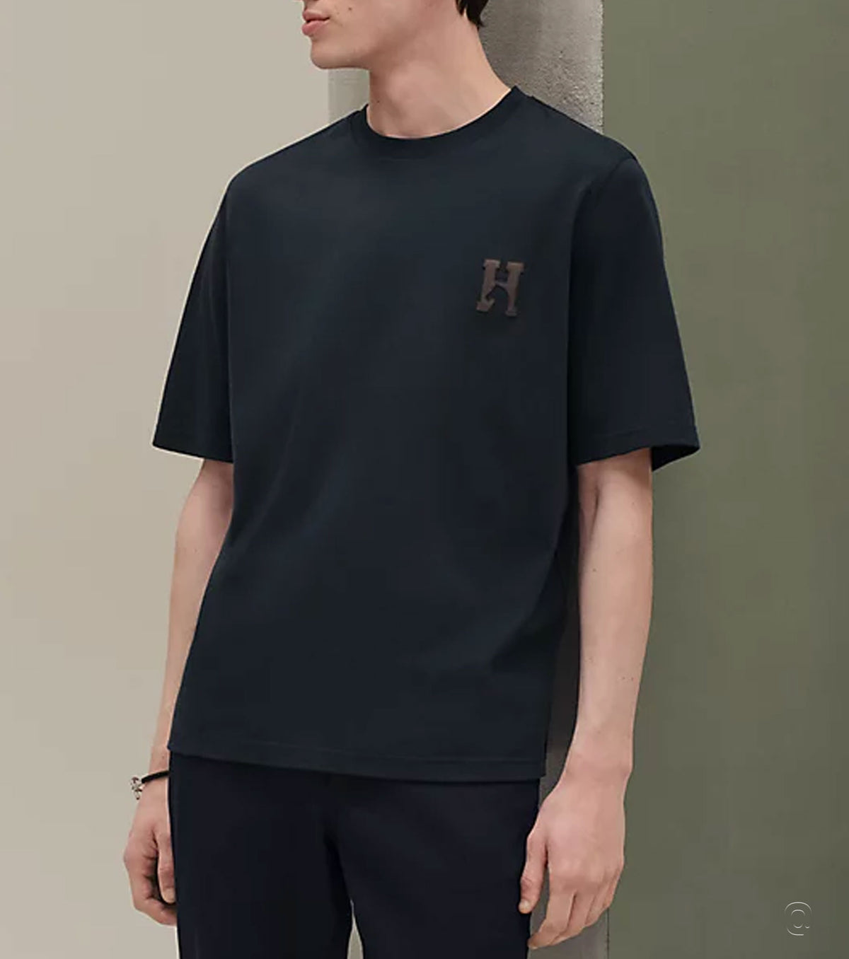 Тениска "H'Cheval" с кожен детайл 26-1145