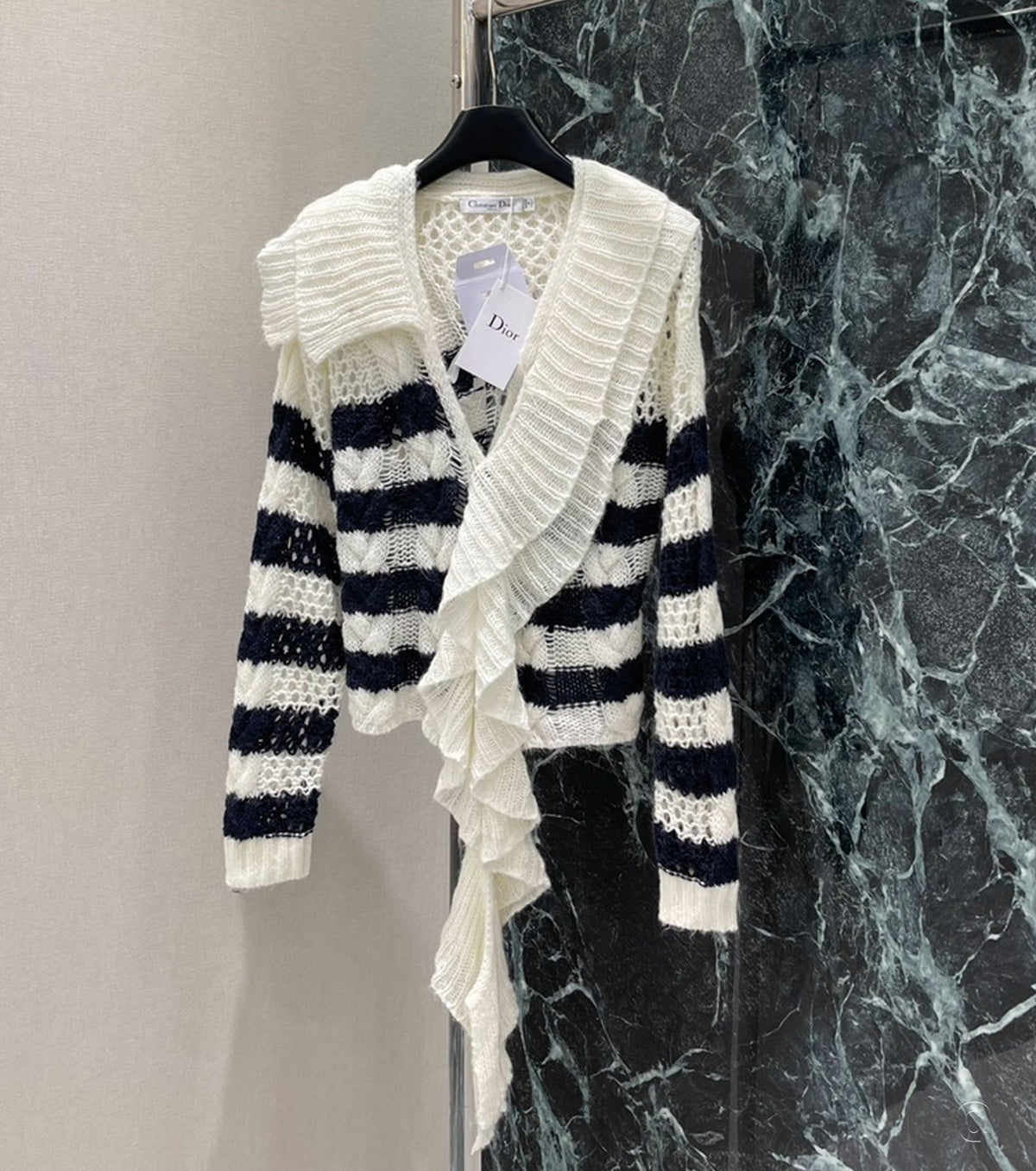 Cashmere Cardigan with Removable Ruched Collar