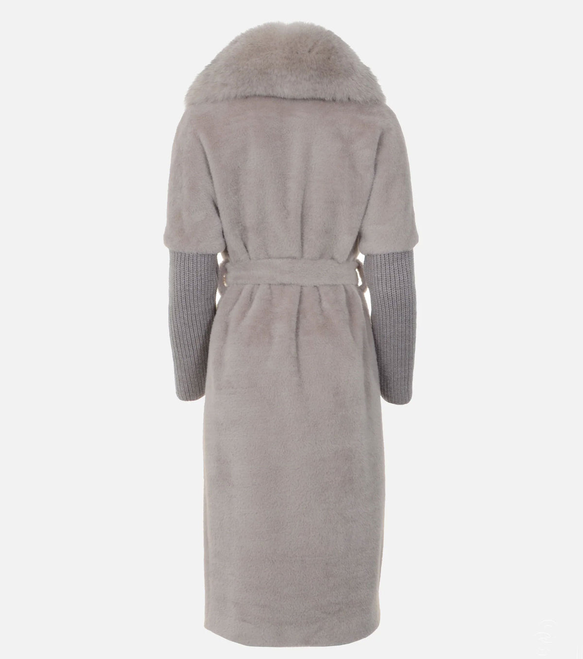 Women Cashmere Alcantara Coat with Silver Fox