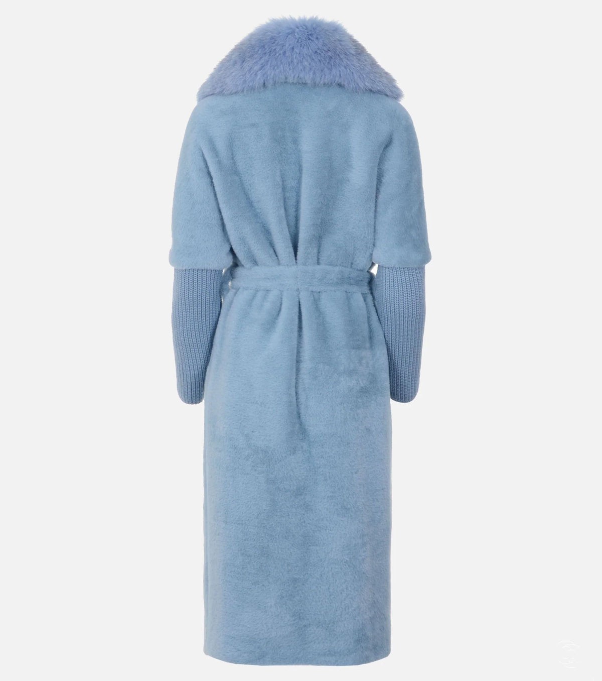 Women Cashmere Alcantara Coat with Silver Fox