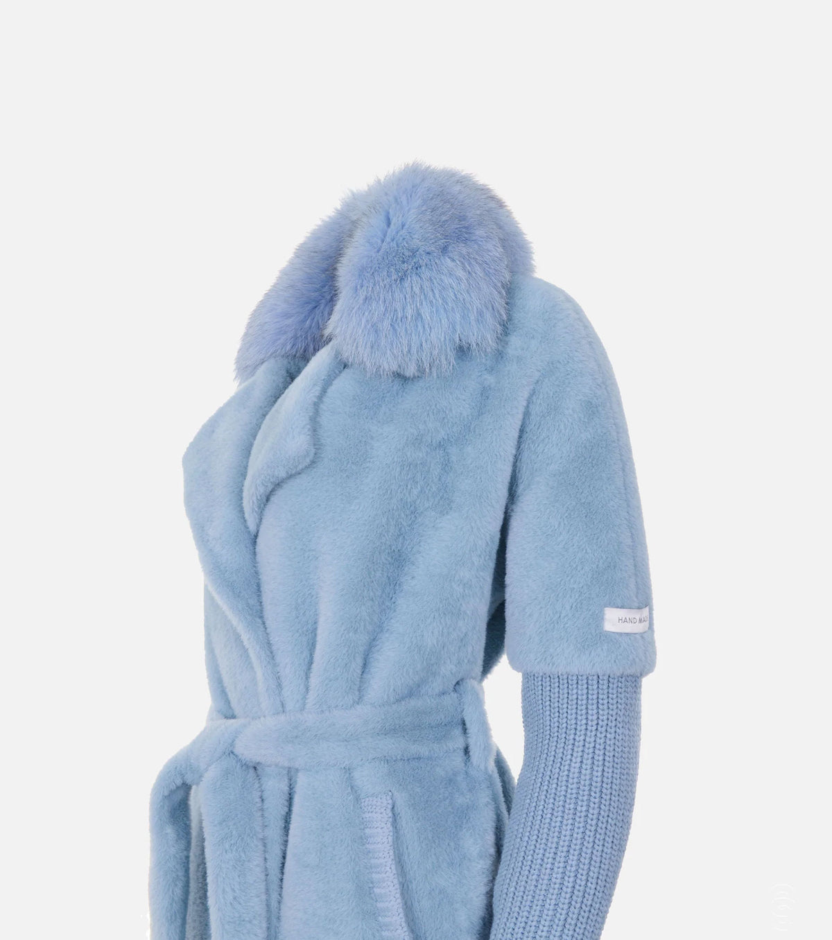 Women Cashmere Alcantara Coat with Silver Fox