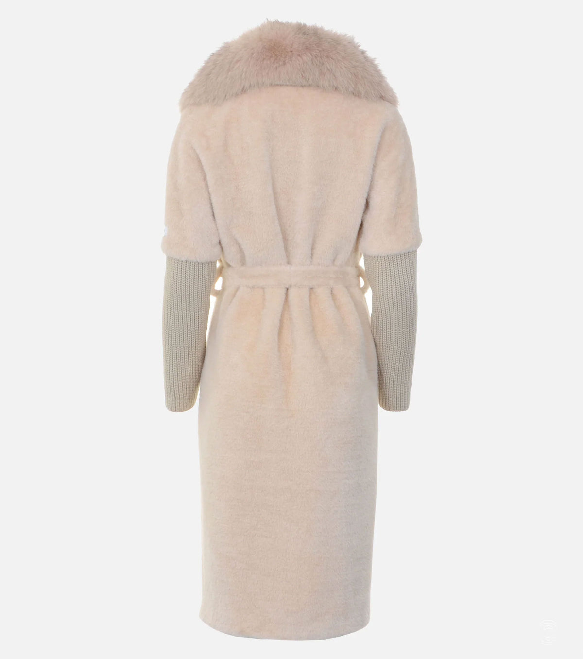 Women Cashmere Alcantara Coat with Silver Fox