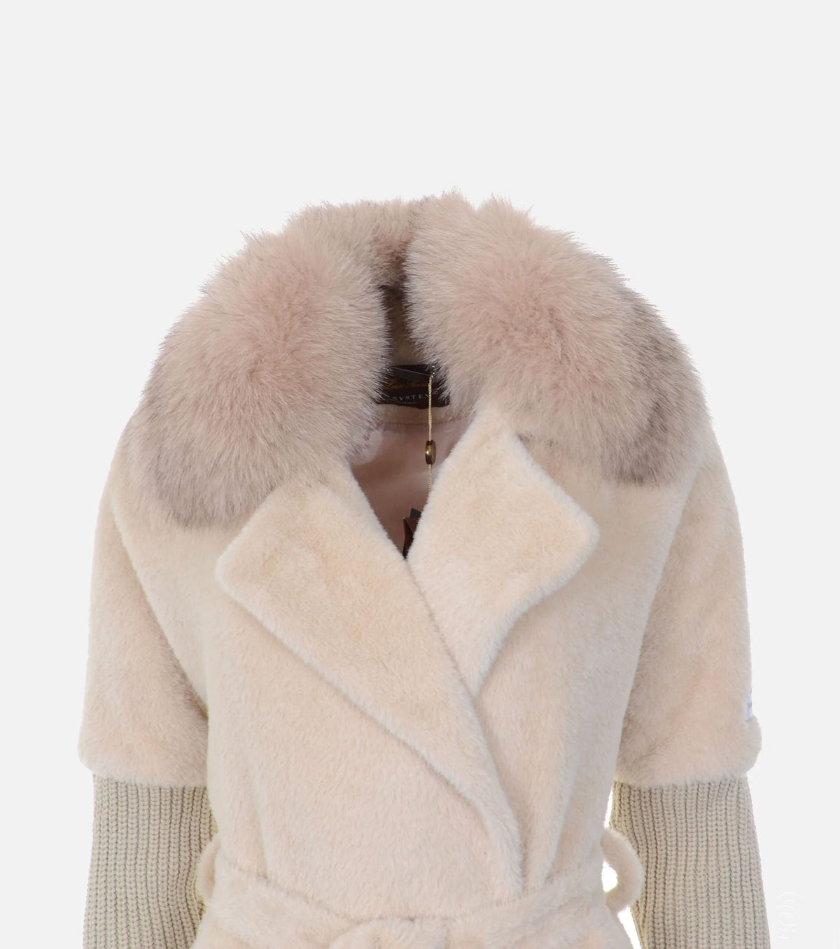 Women Cashmere Alcantara Coat with Silver Fox