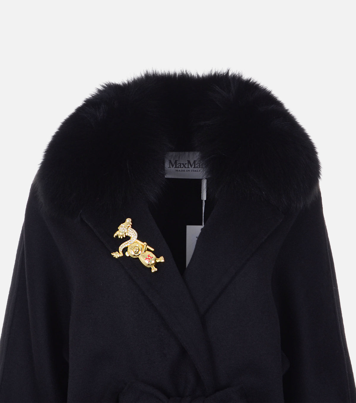 Wool Coat with Fox Fur