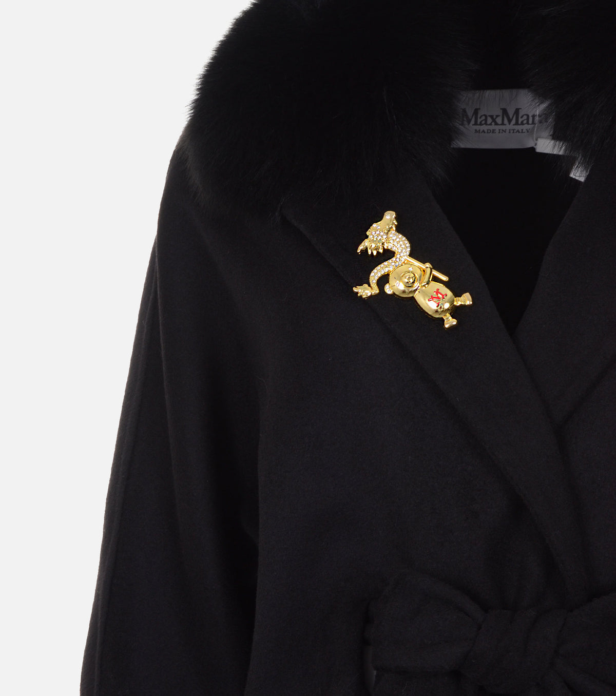 Wool Coat with Fox Fur