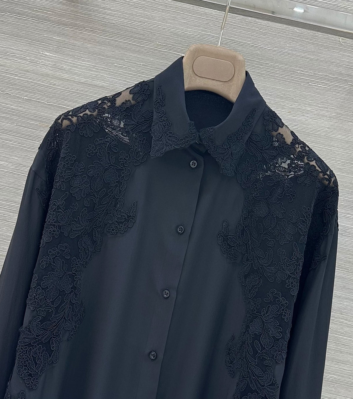 Embroidered silk shirt