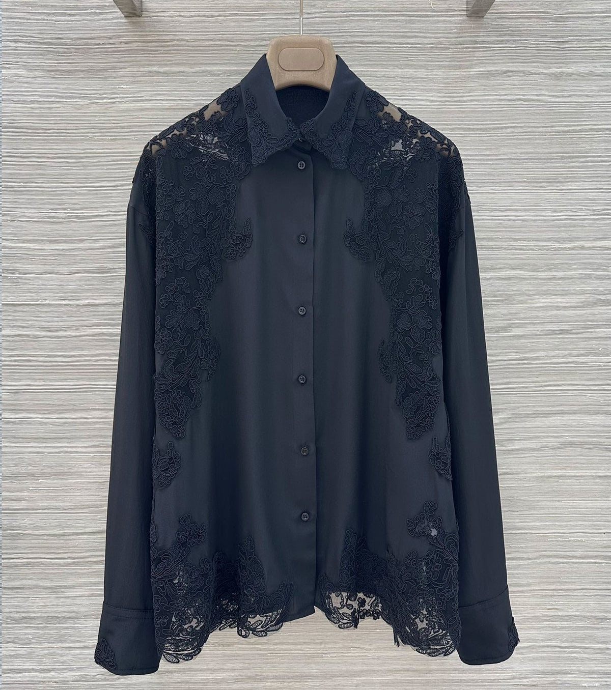 Embroidered silk shirt