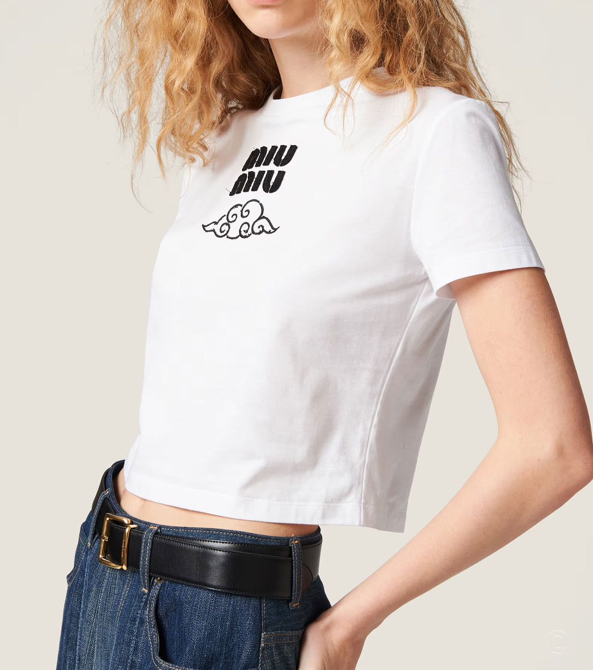 Cloud Logo Cropped T-shirt MIU5007
