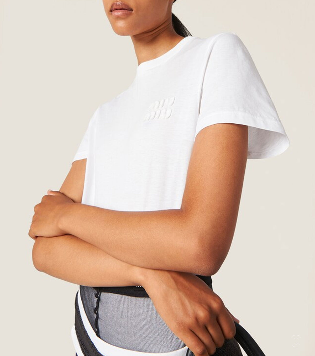 Embroidered jersey T-shirt MIU5014