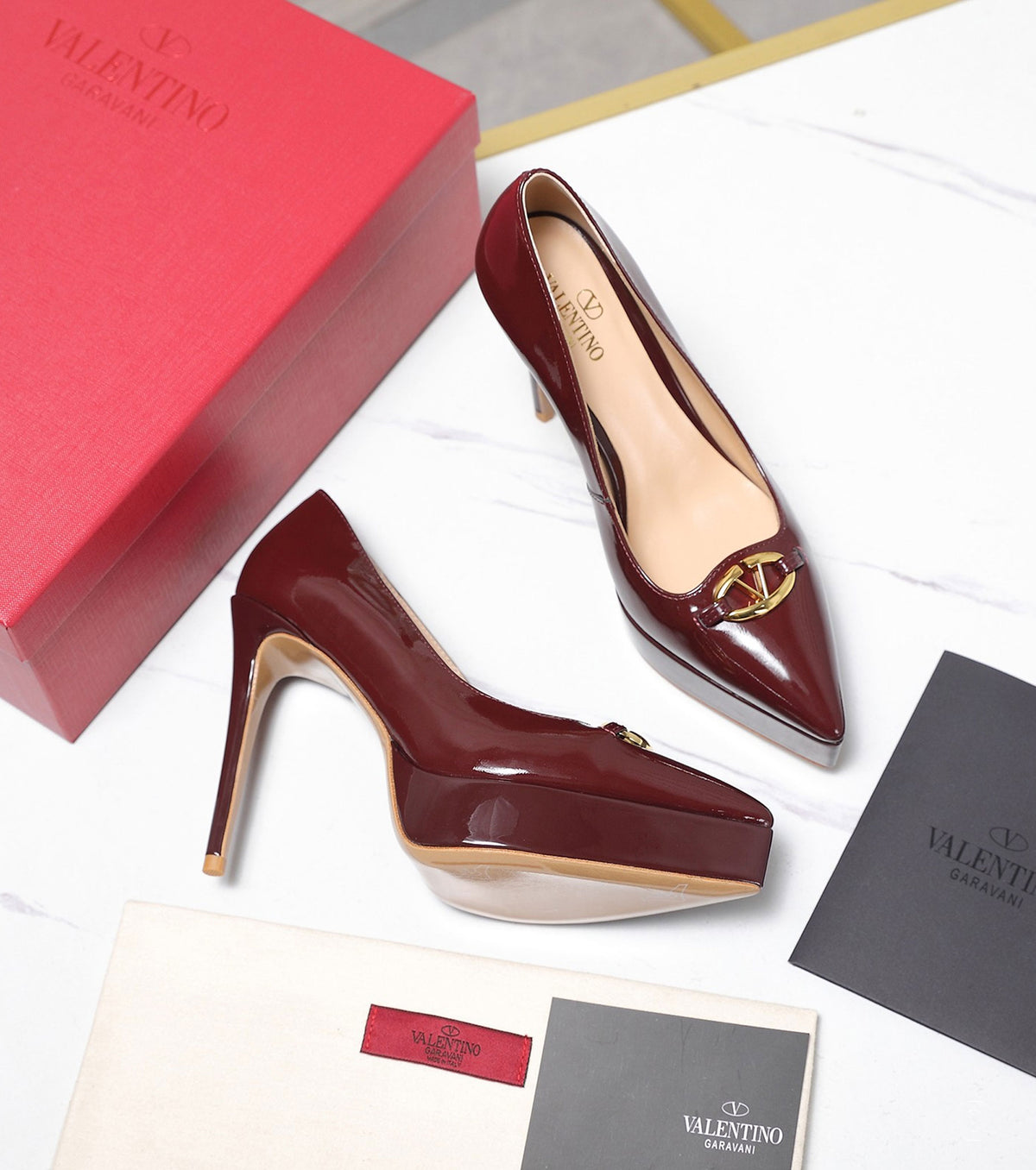 Patent leather high heels