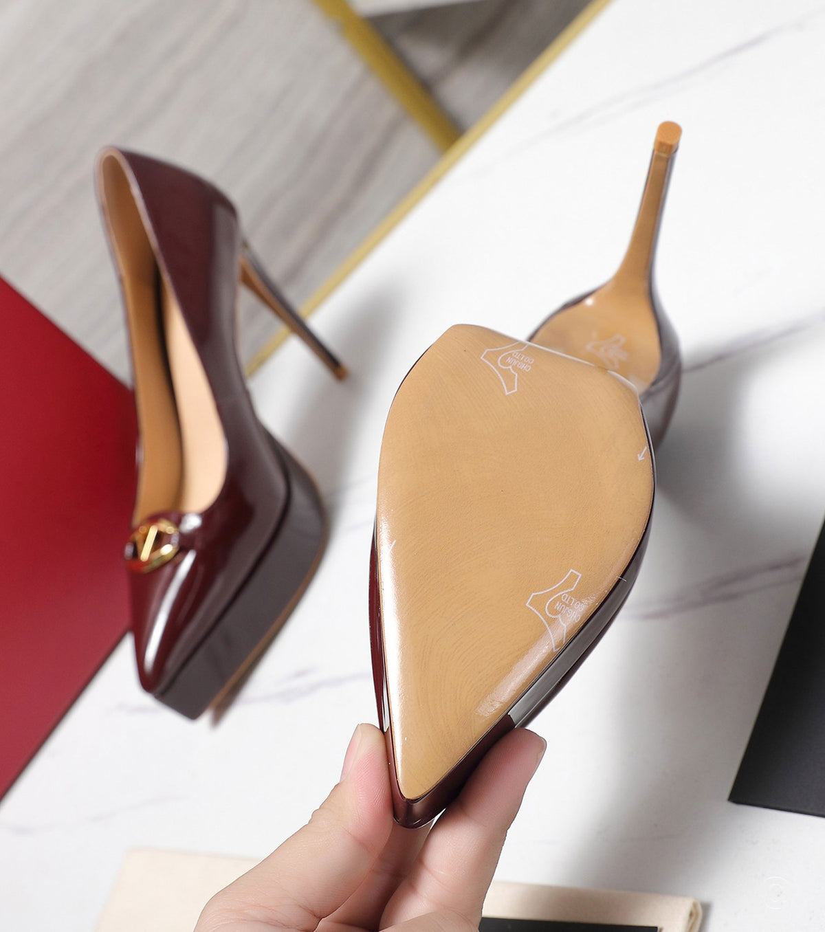 Patent leather high heels