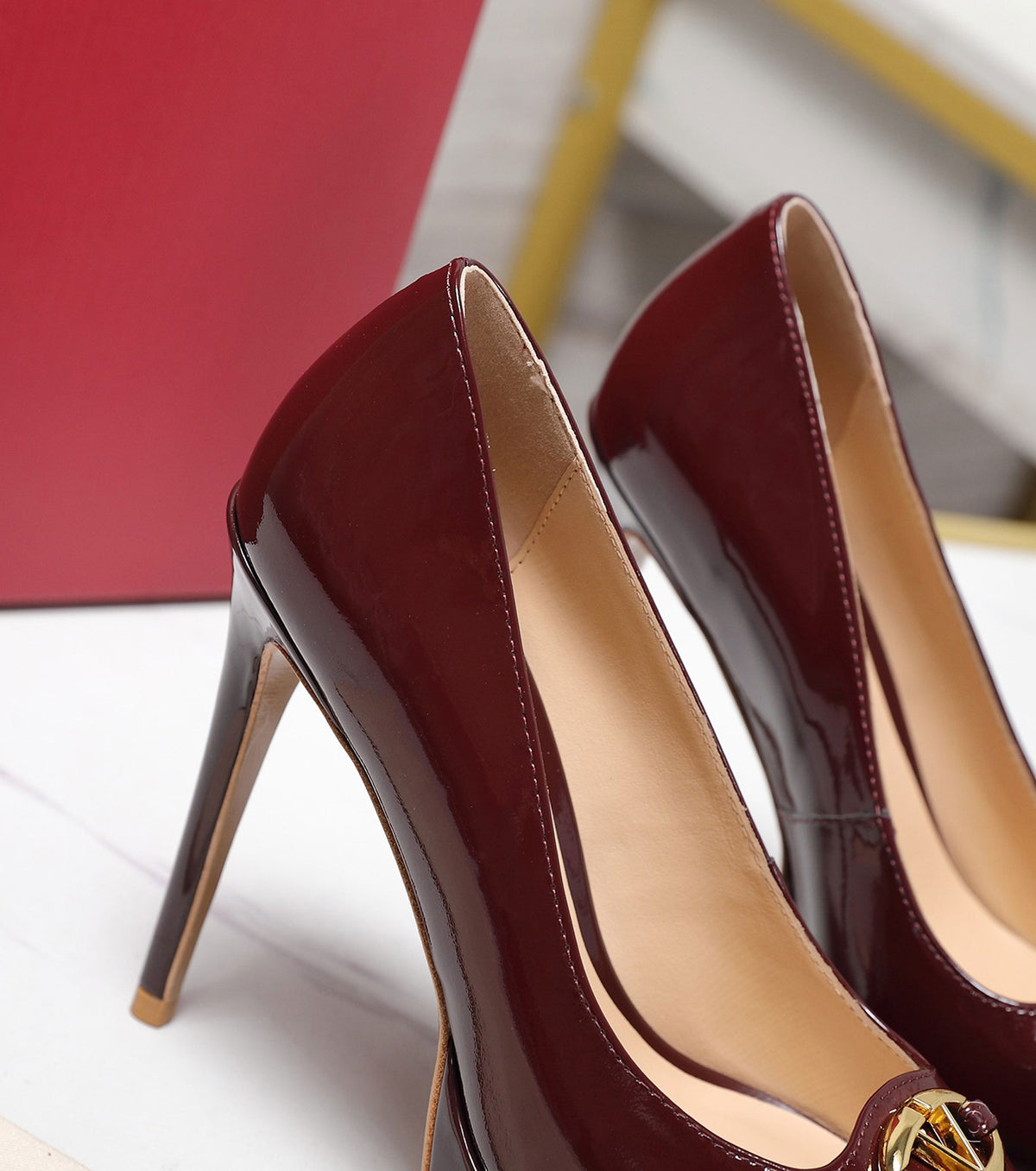 Patent leather high heels