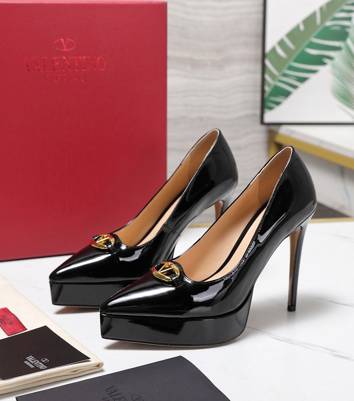 Patent leather high heels