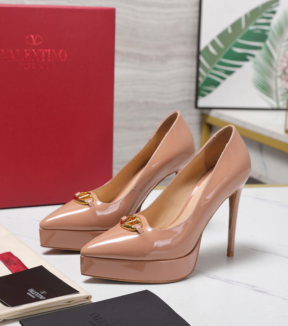 Patent leather high heels