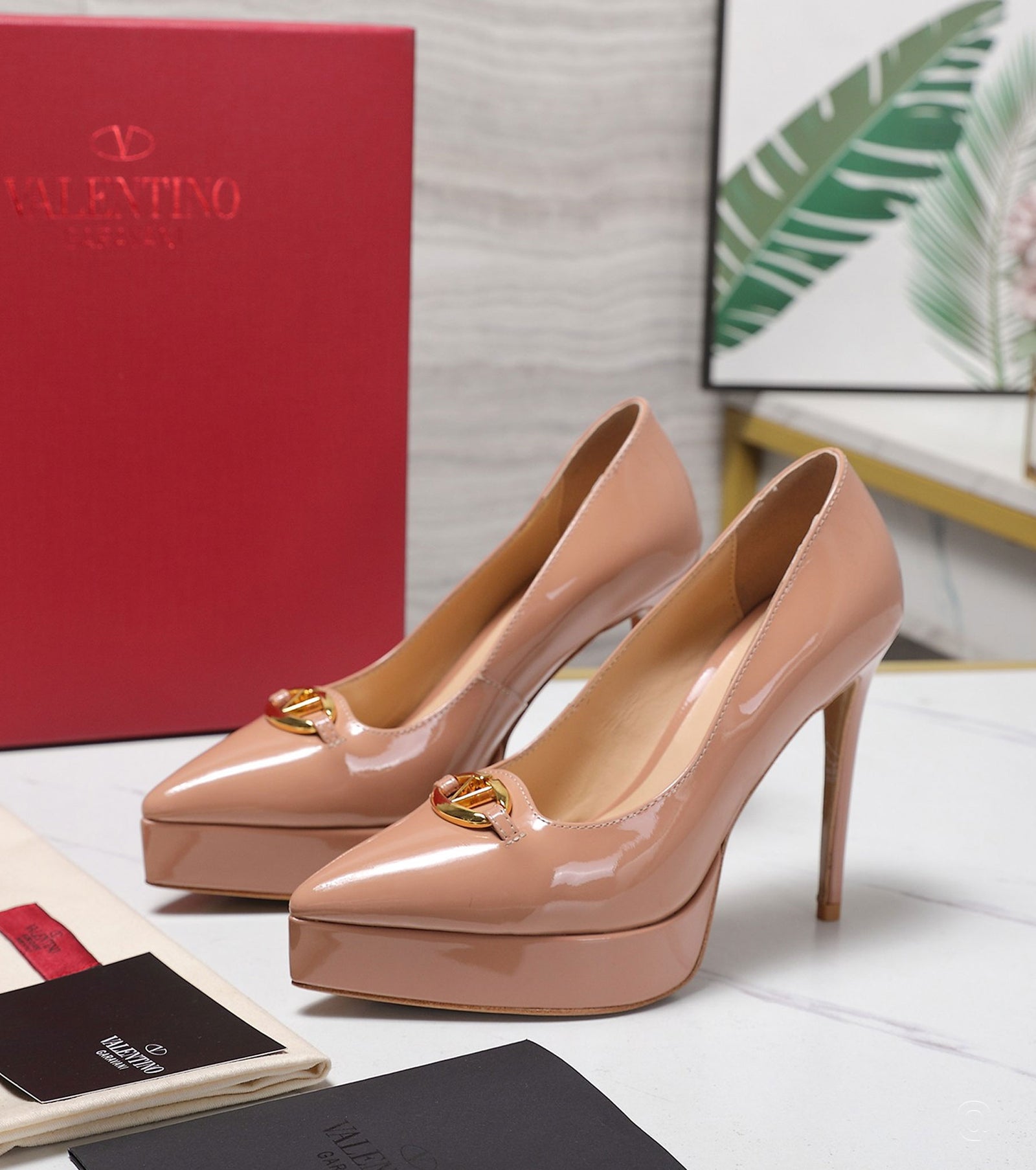 Patent leather high heels