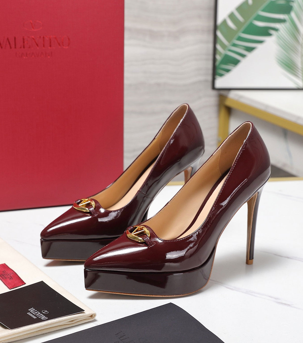 Patent leather high heels