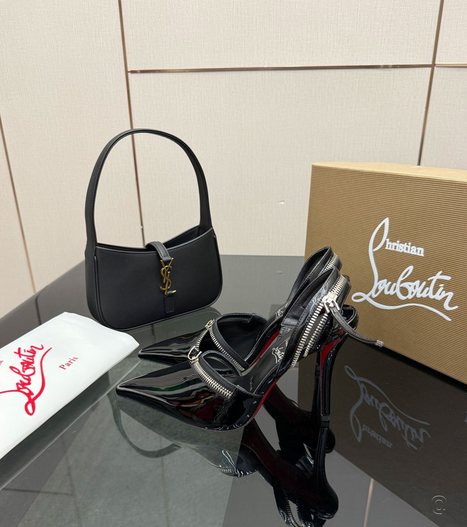 Leather slingback pumps