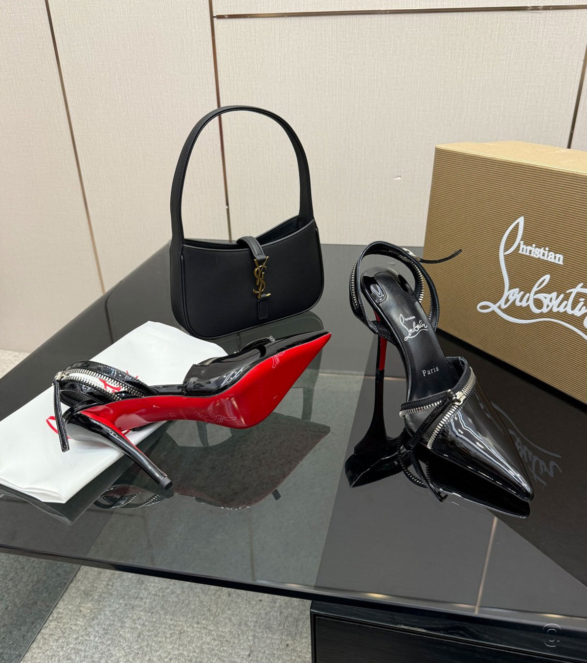 Leather slingback pumps