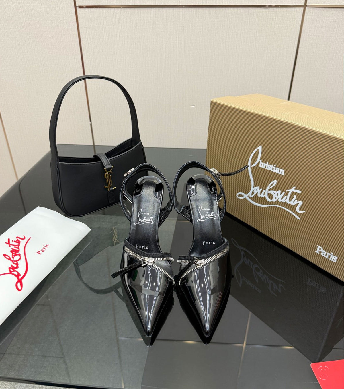 Leather slingback pumps