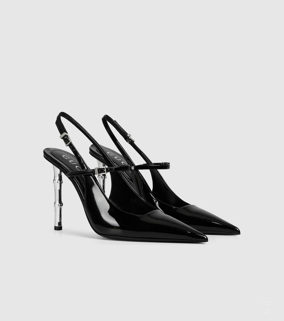 Bamboo Slingback Pumps in Patent Leather