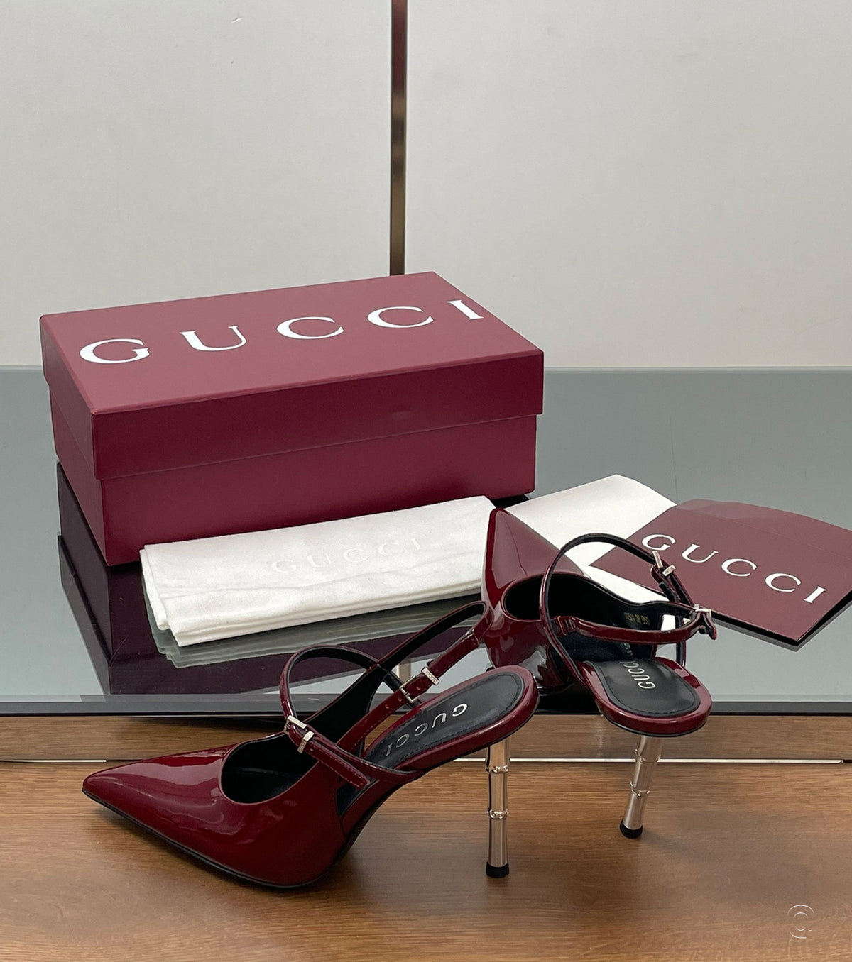 Bamboo Slingback Pumps in Patent Leather