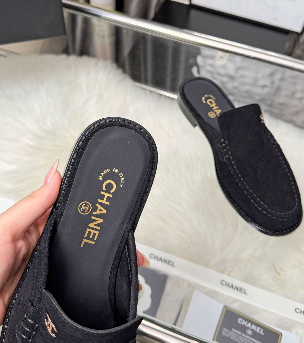 Suede Calfskin Mules