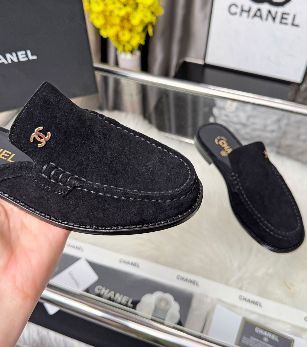 Suede Calfskin Mules