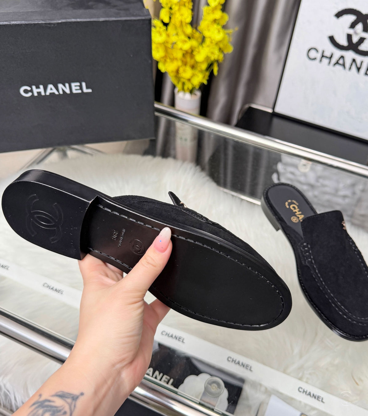 Suede Calfskin Mules