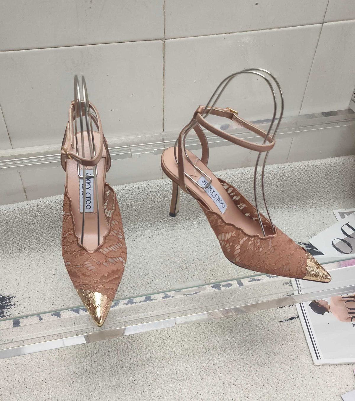 Faiz Lace Pumps with Metal Lace Detail