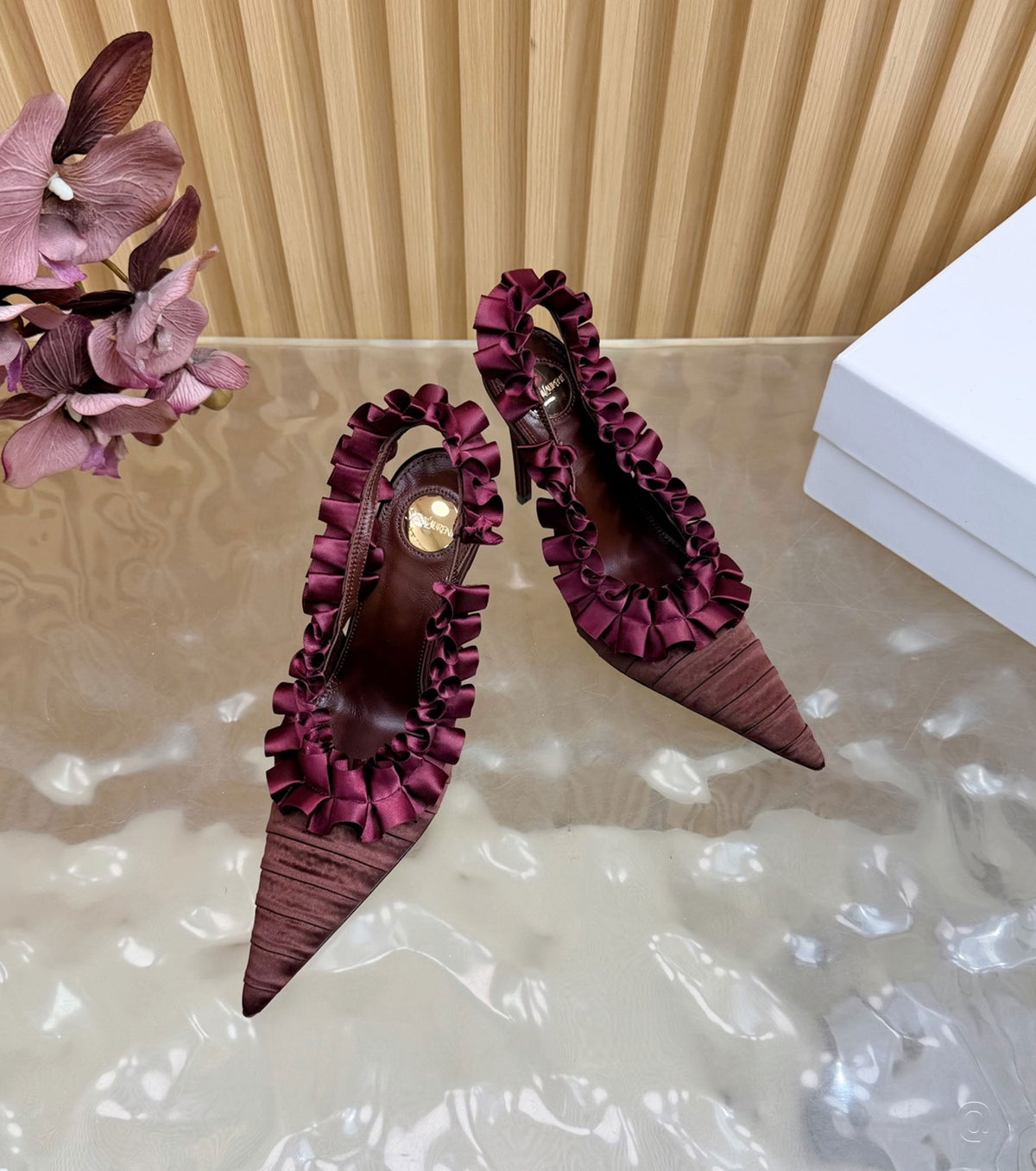 MADELEINE slingback pumps in silk taffeta