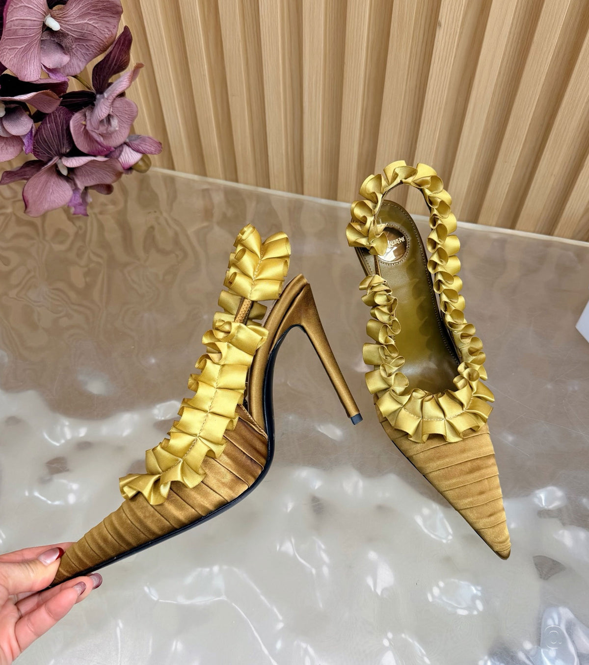 MADELEINE slingback pumps in silk taffeta