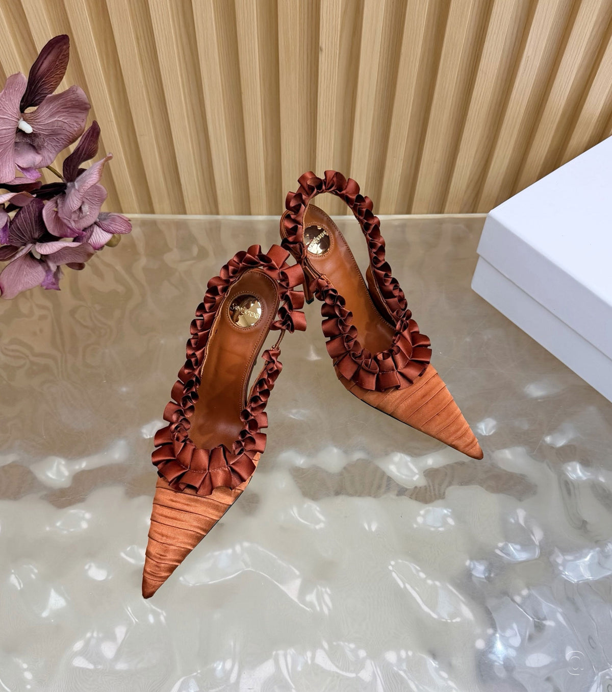 MADELEINE slingback pumps in silk taffeta