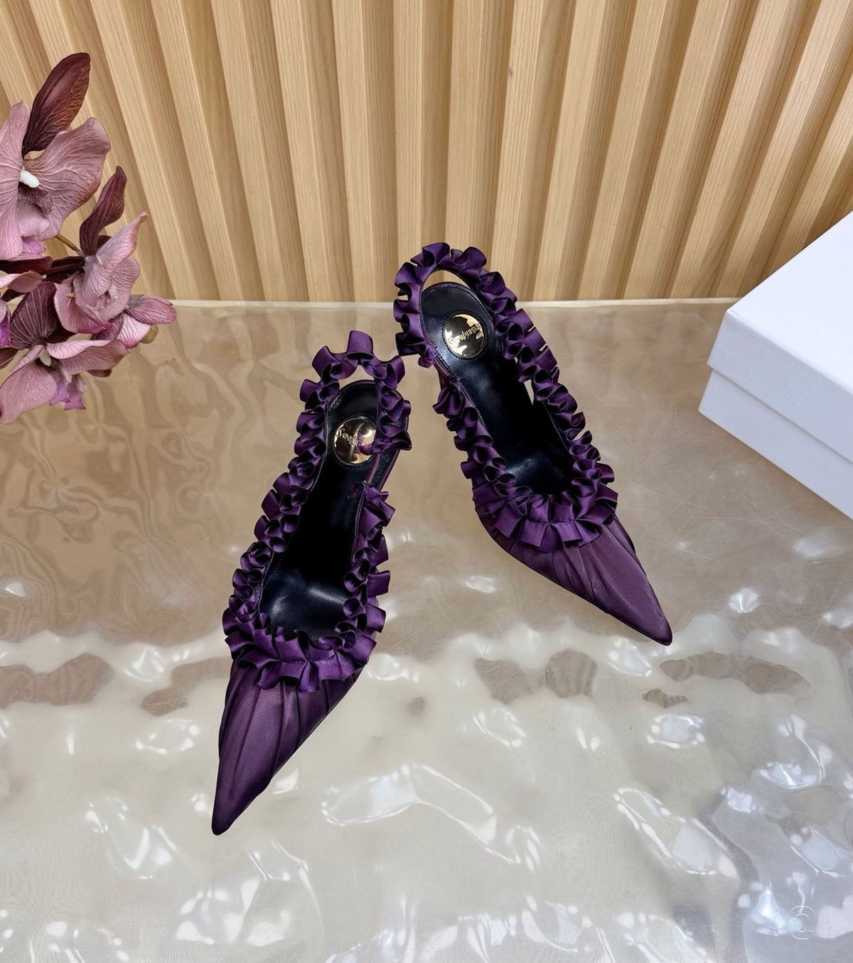 MADELEINE slingback pumps in silk taffeta