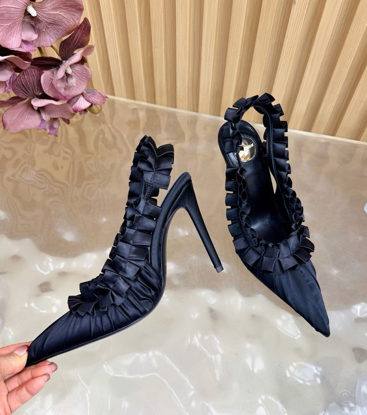 MADELEINE slingback pumps in silk taffeta