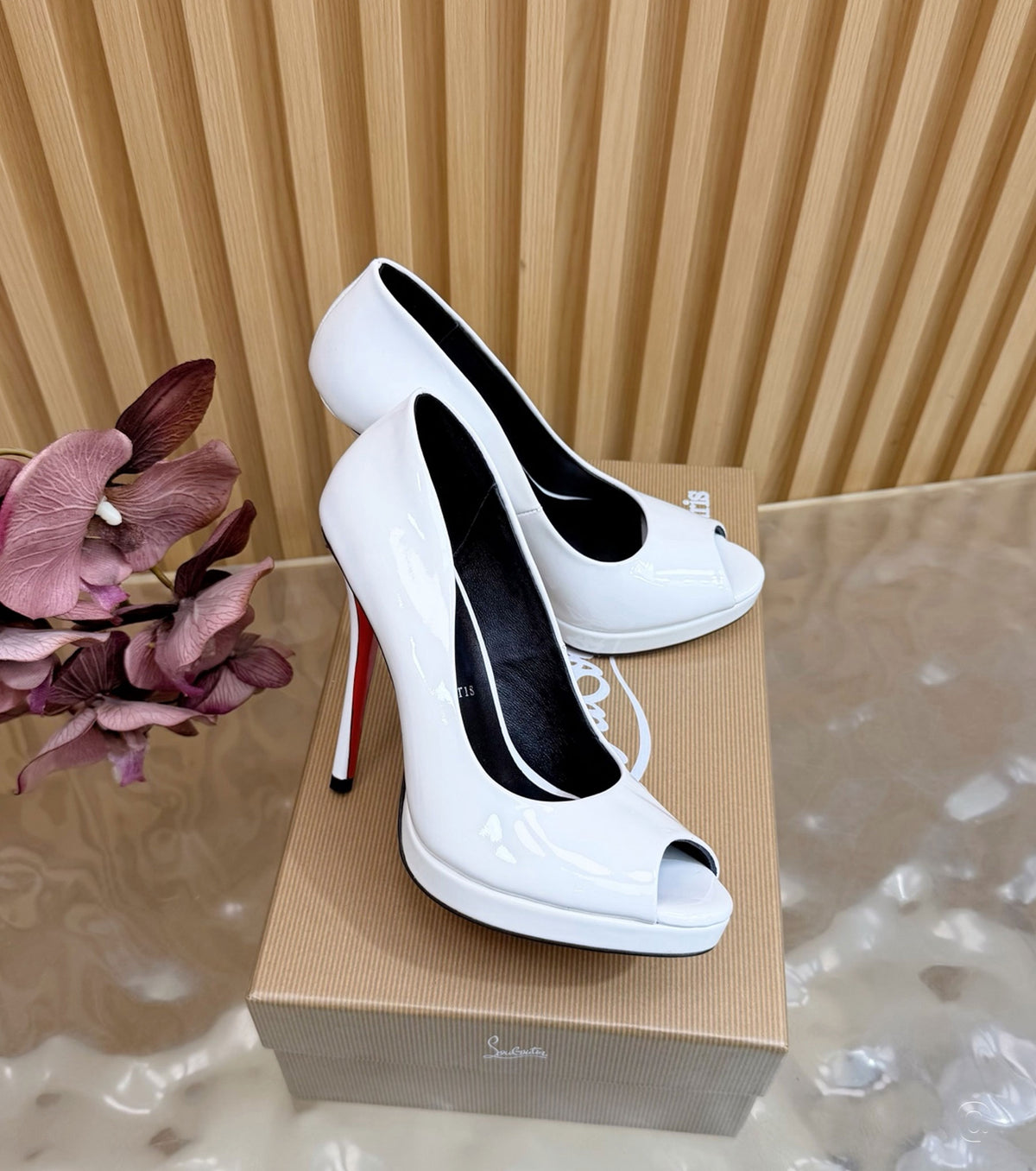 120mm Lady Z Patent Leather Peep-Toe Pumps