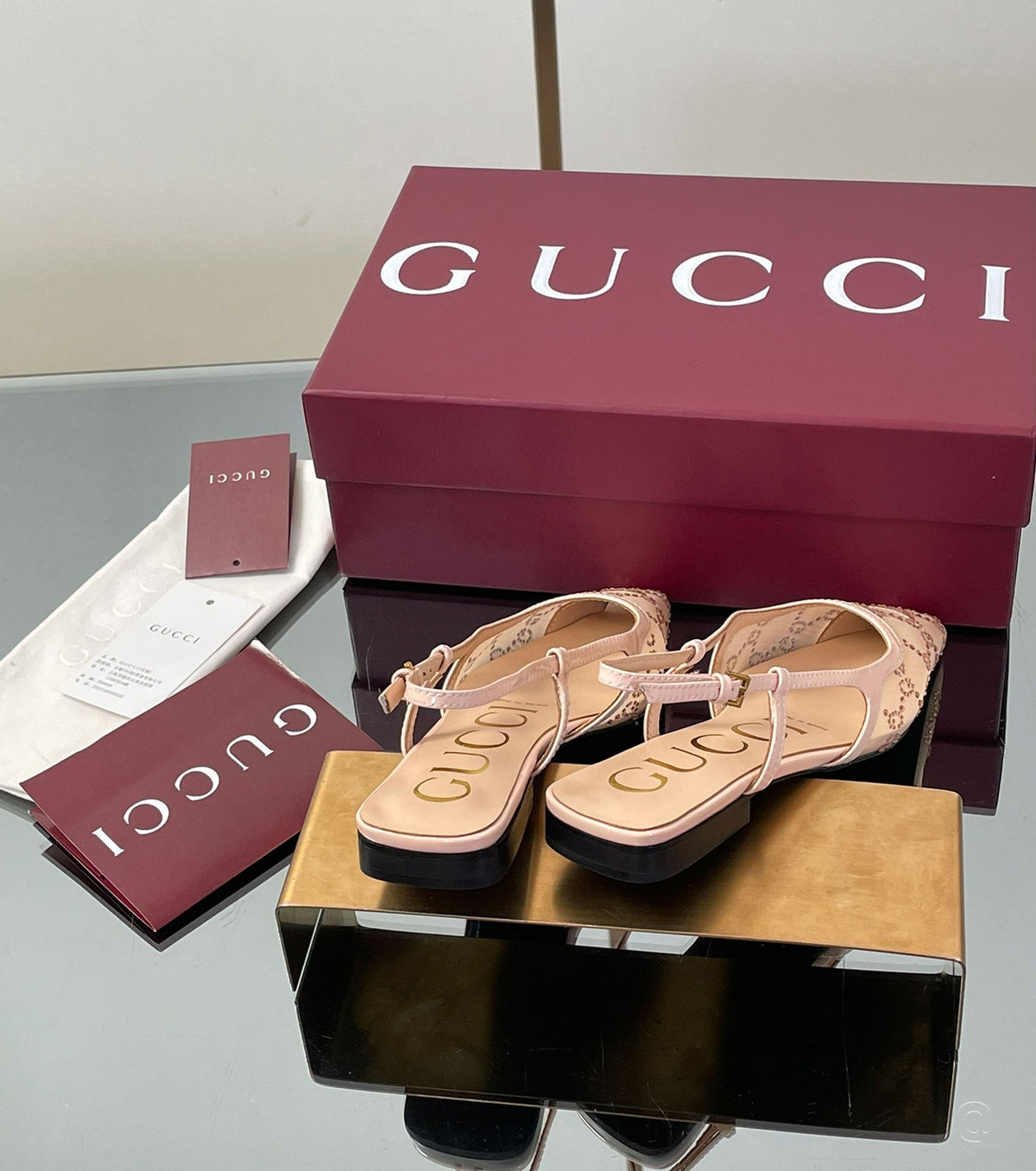 GG crystal slingback pump