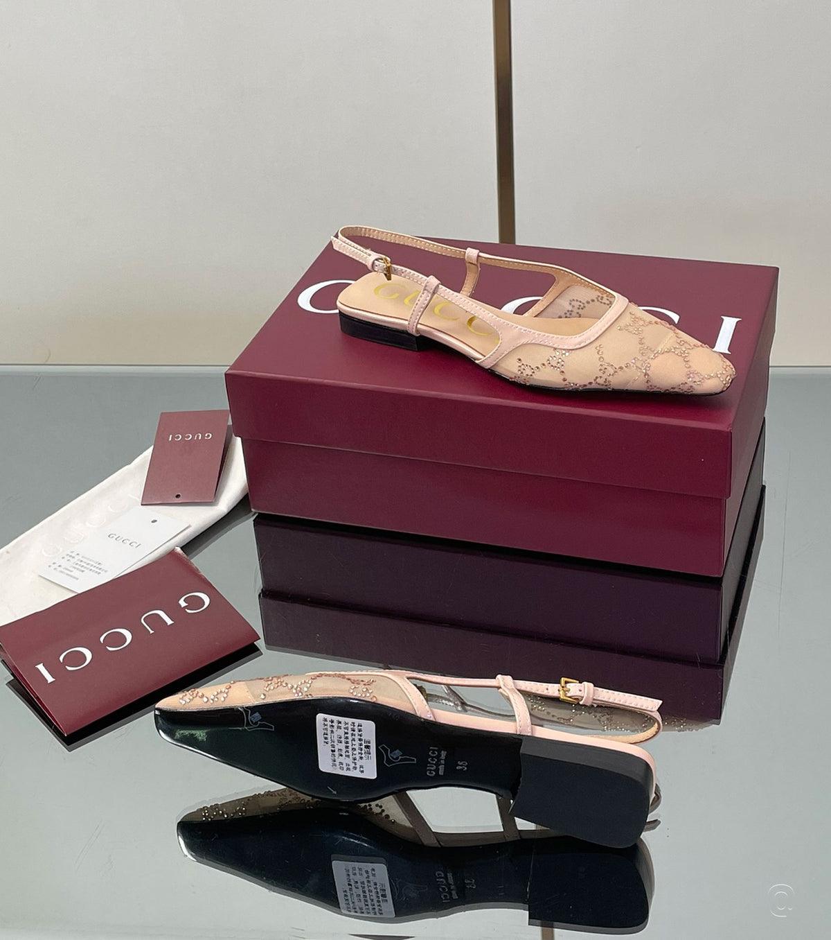 GG crystal slingback pump