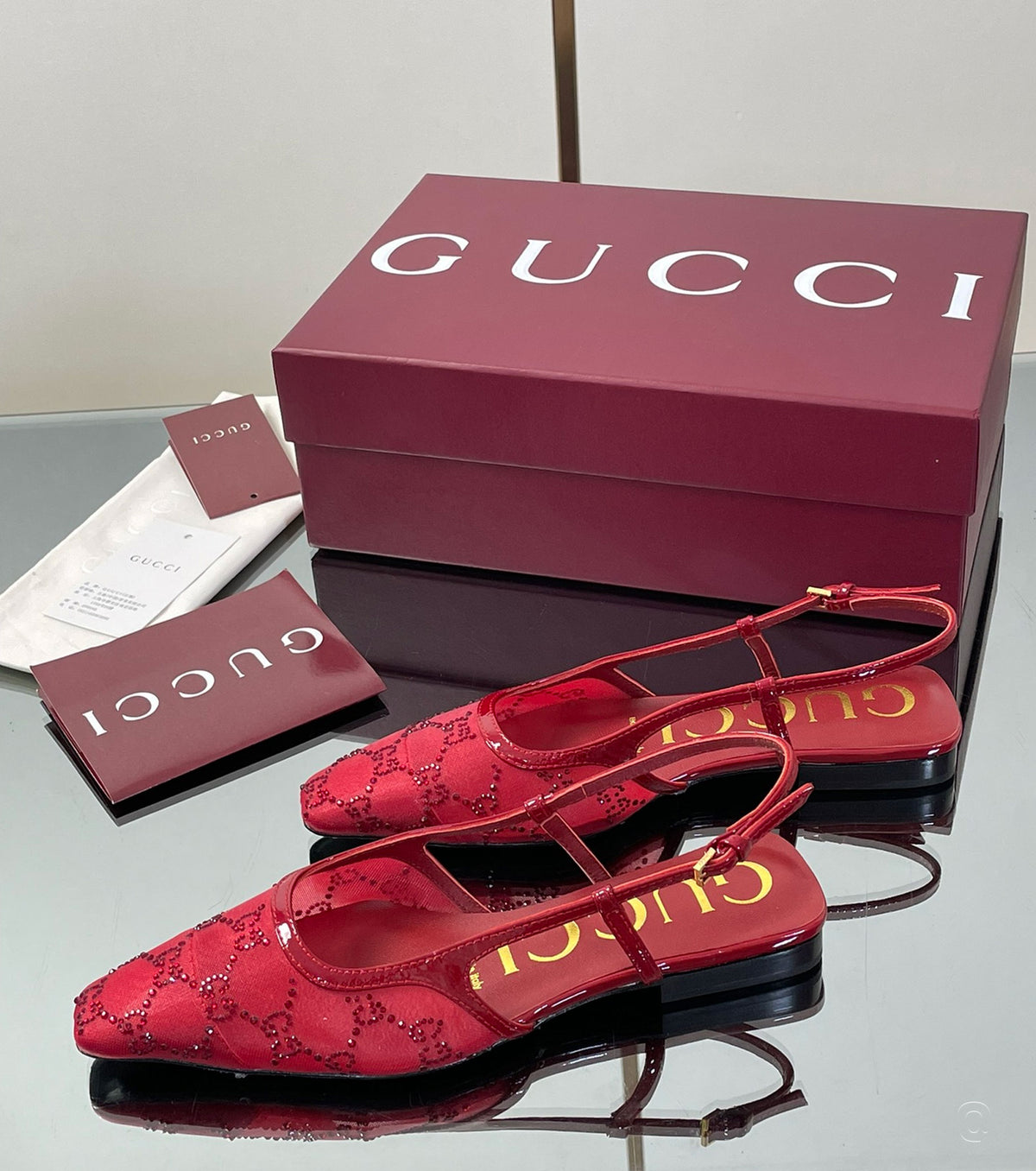 GG crystal slingback pump