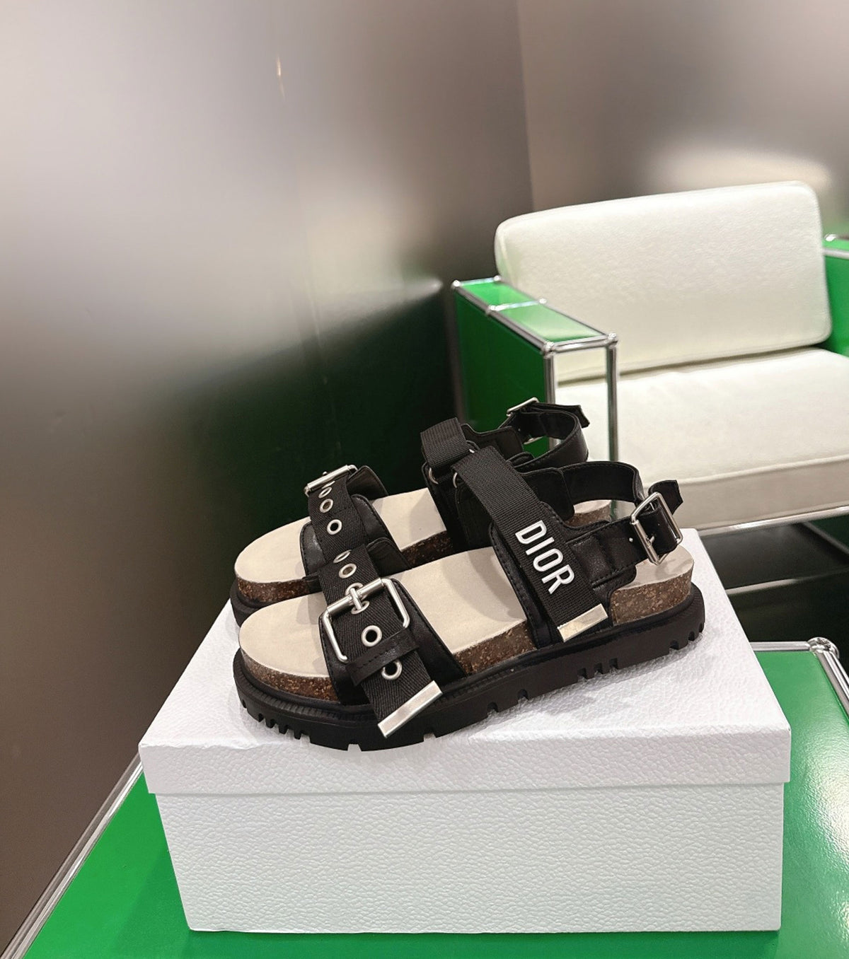 Lambskin and Technical Fabric Sandal