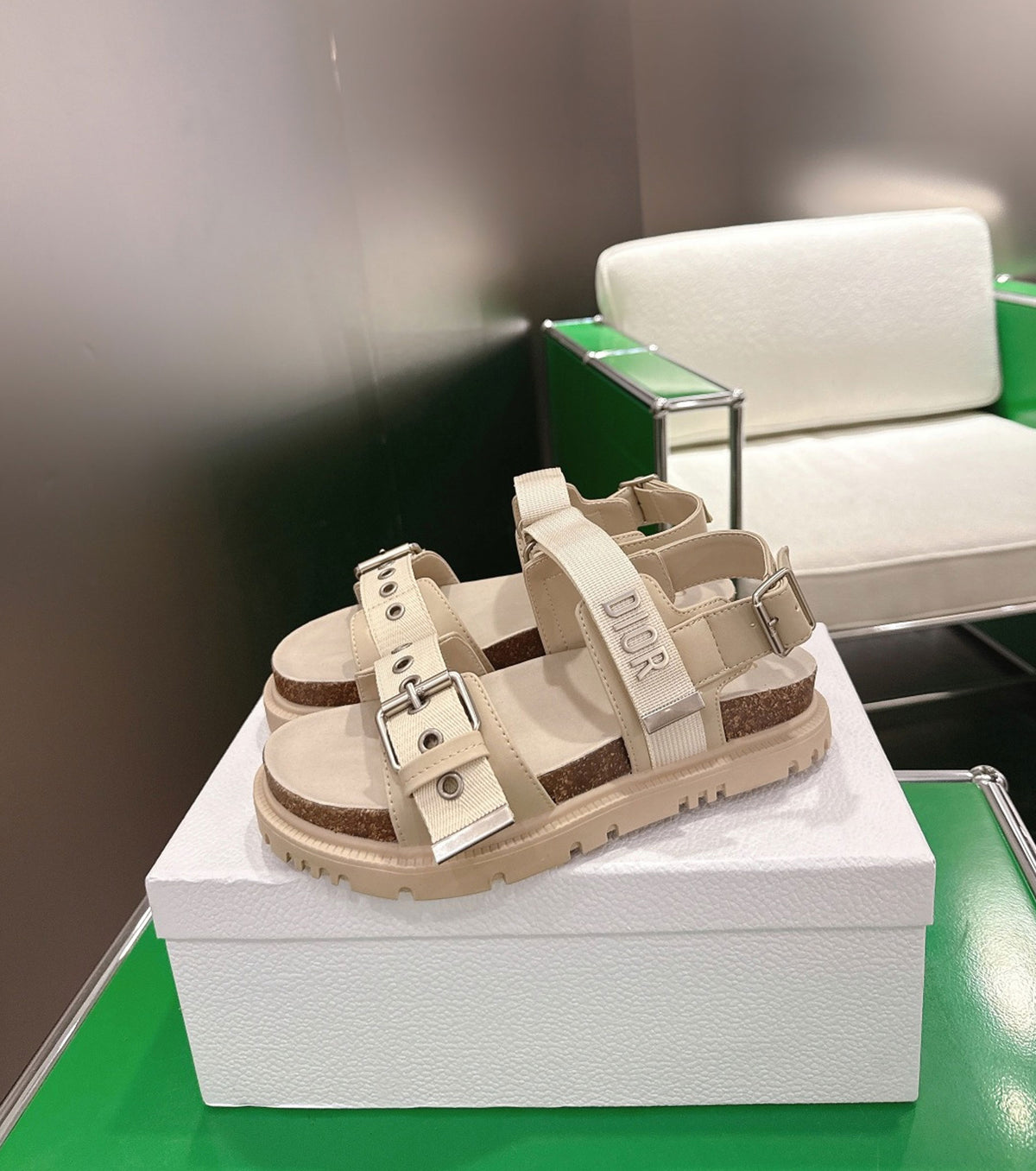 Lambskin and Technical Fabric Sandal