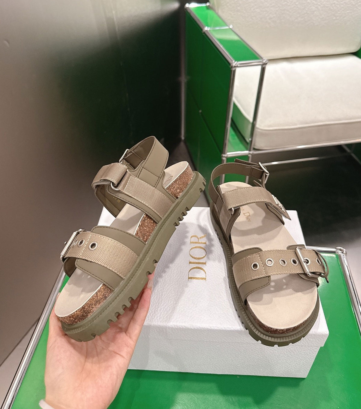 Lambskin and Technical Fabric Sandal