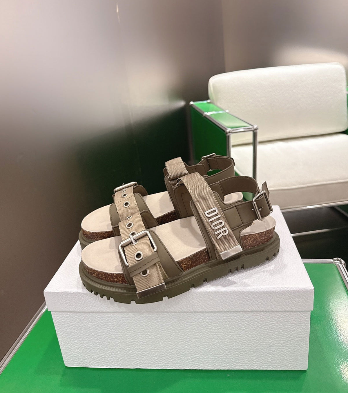 Lambskin and Technical Fabric Sandal