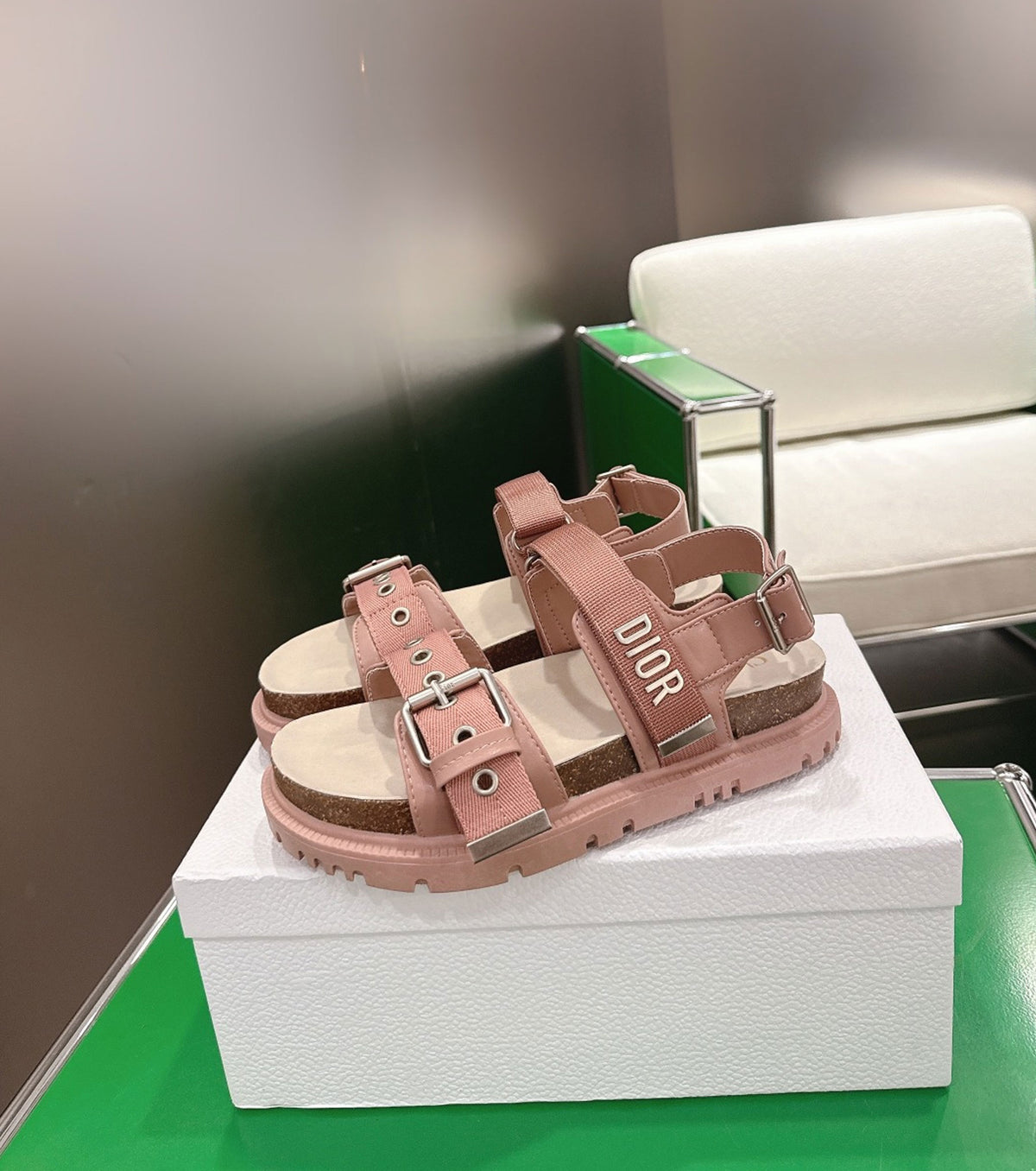 Lambskin and Technical Fabric Sandal