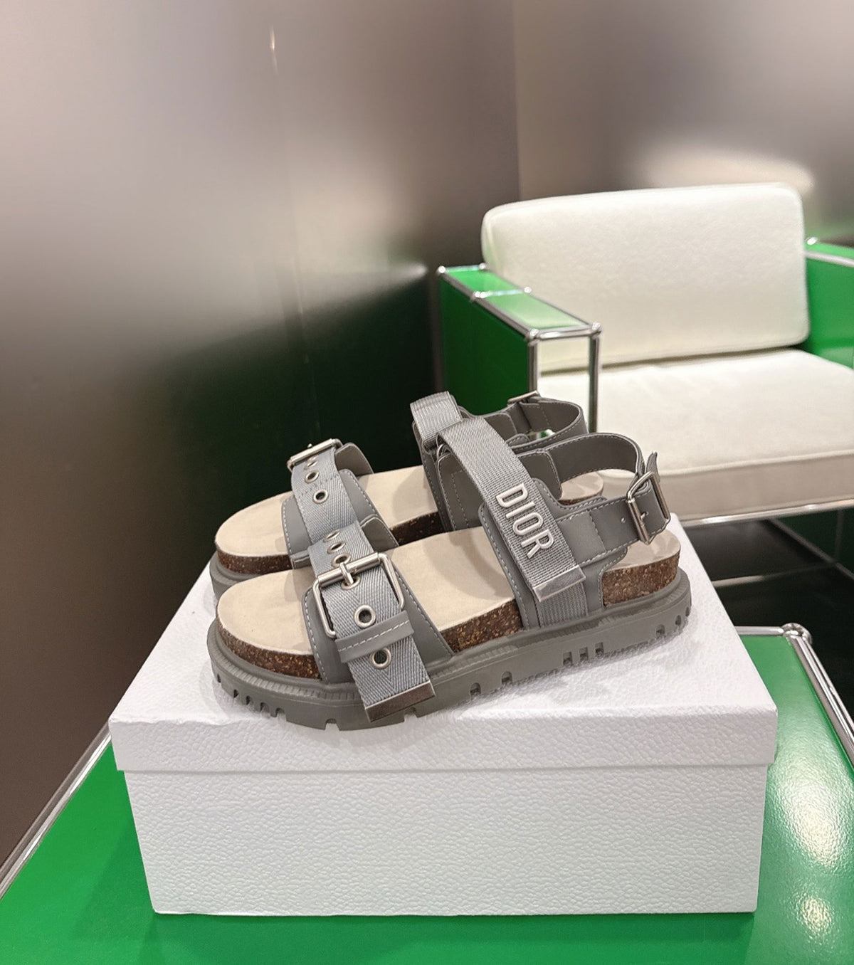 Lambskin and Technical Fabric Sandal