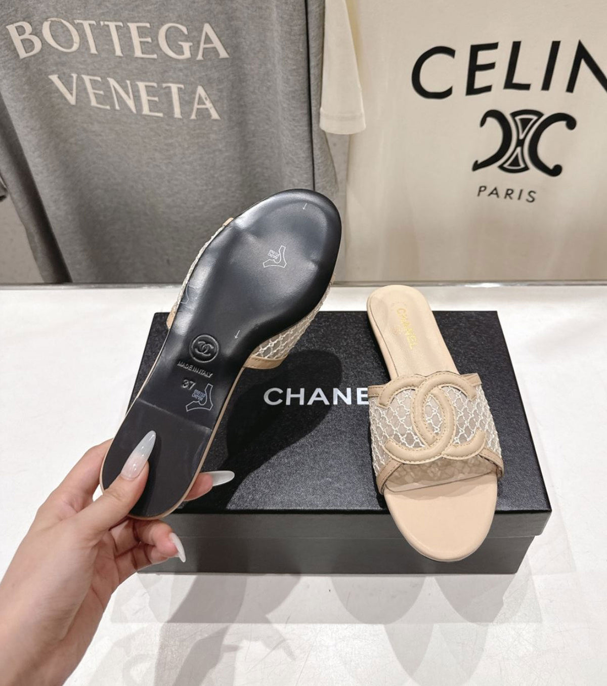 Leather slides