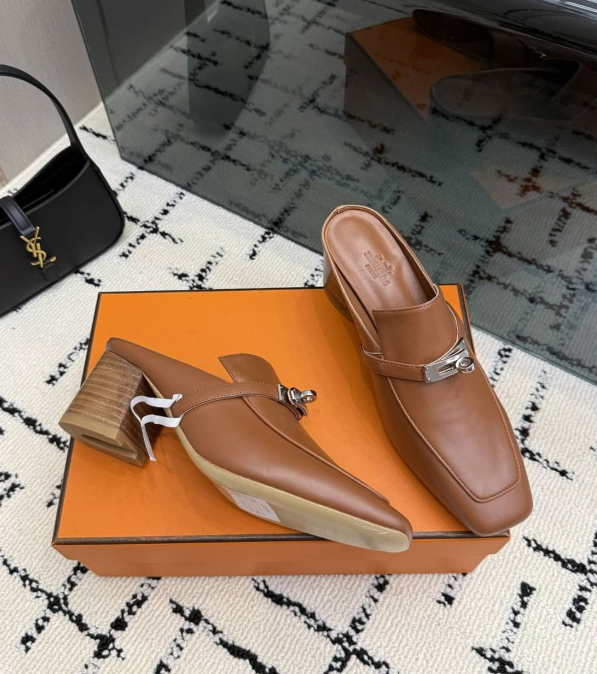 Leather Blossom Mules